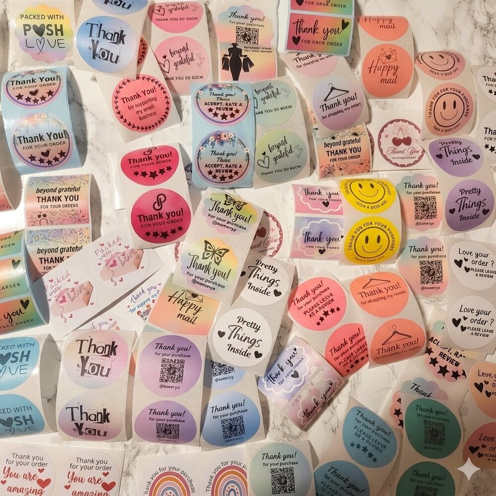 50 thank you stickers assorted bundle mix thank you